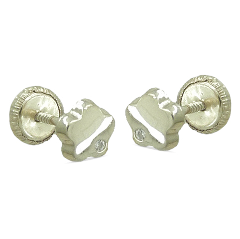 PENDIENTES ORO BLANCO Y CIRCONITA FLOR LISA.5'5MM.