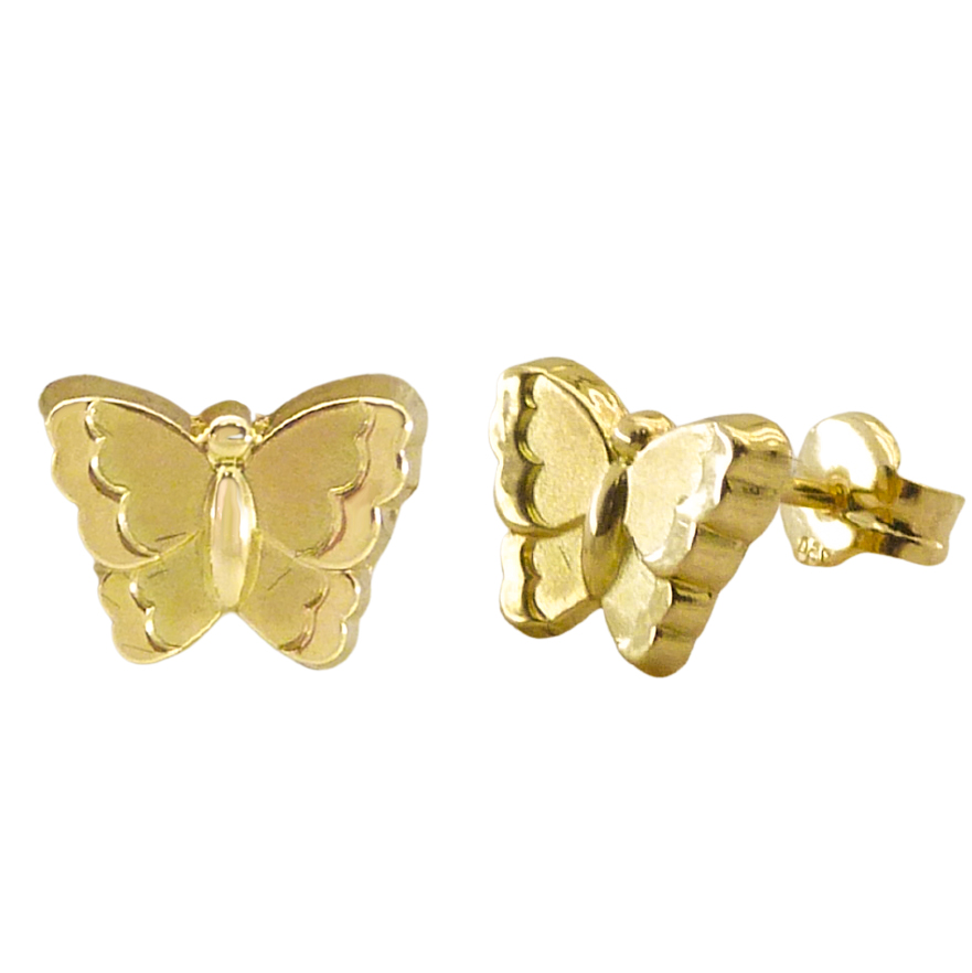 5MM BUTTERFLY STUD EARRINGS.PIN POST.