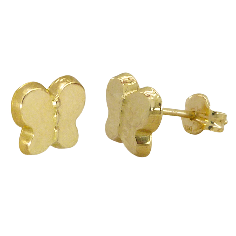 7'7MMx6'5MM BUTTERFLY STUD EARRINGS.PIN POST.