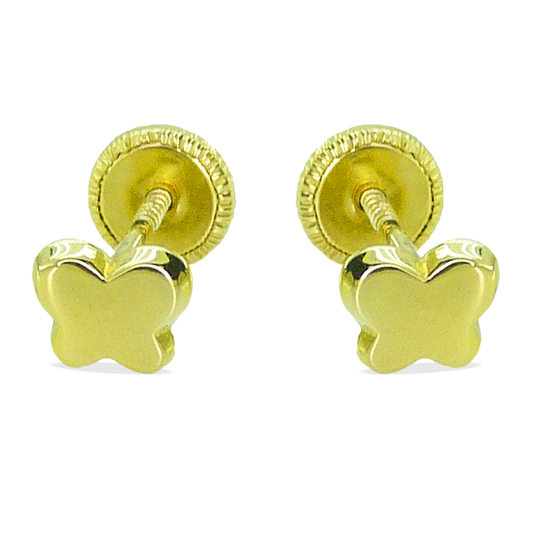 5'5MM BUTTERFLY STUD EARRINGS.SCREW BACK.