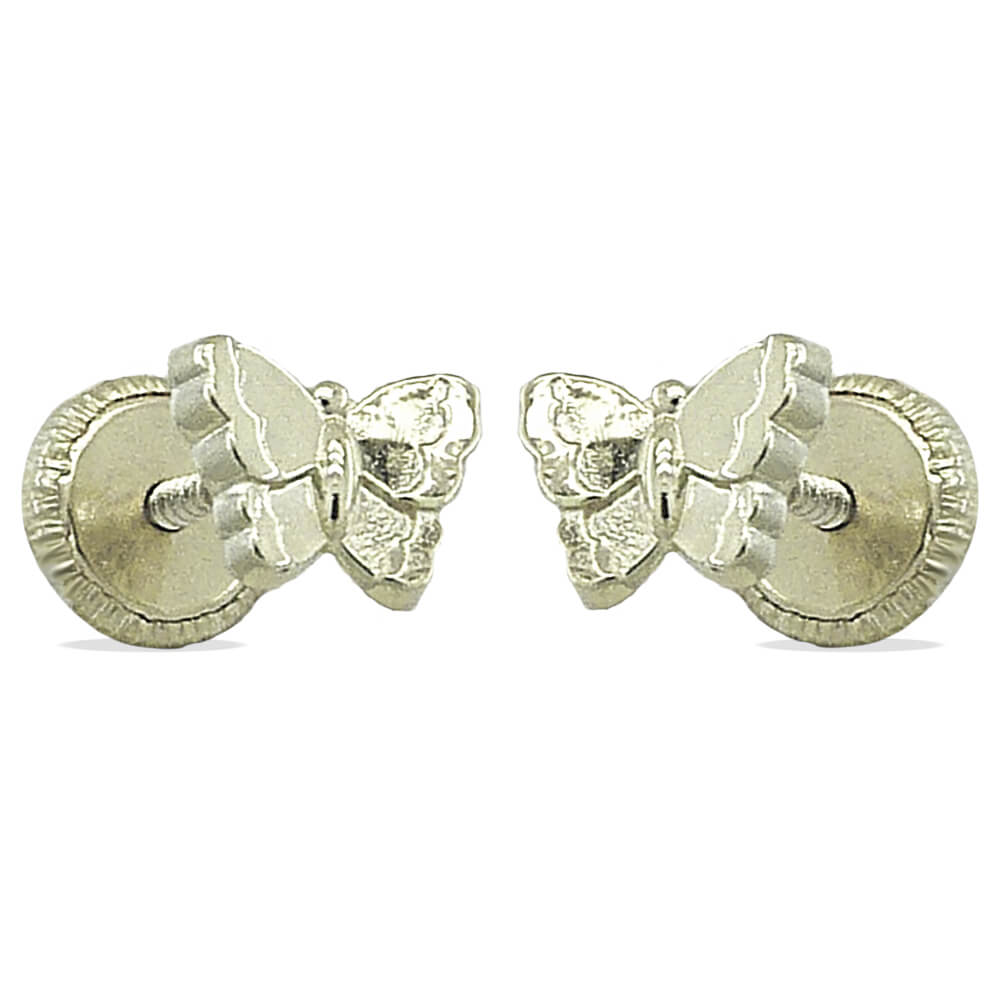 PENDIENTES MARIPOSA ORO BLANCO.5MM.TORNILLO