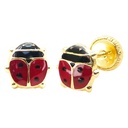 7MM ENAMEL LADYBUG STUD EARRINGS.SCREW BACK.