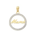16MM TWO TONE "MUM"PENDANT WITH CZ.