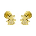 GIRL SILHOUETTE STUD EARRINGS WITH CZ.SCREW BACK.