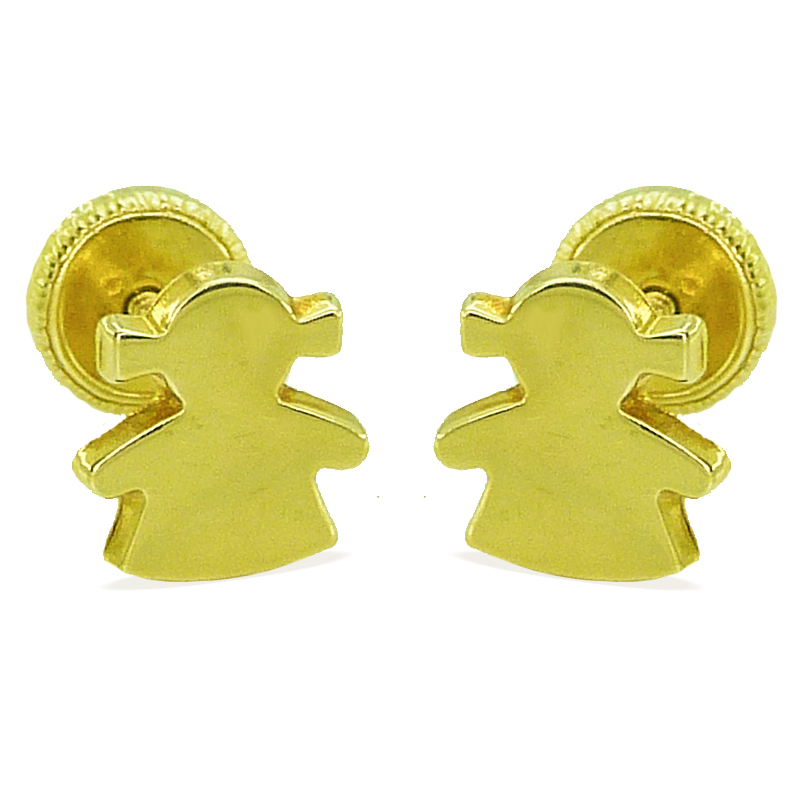 7MM GIRL SILHOUETTE STUD EARRINGS.SCREW BACK.