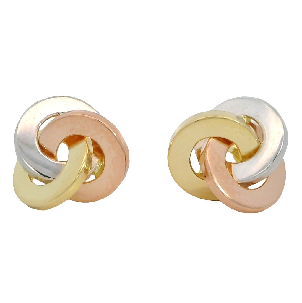 12MM TRICOLOR KNOT EARRINGS.