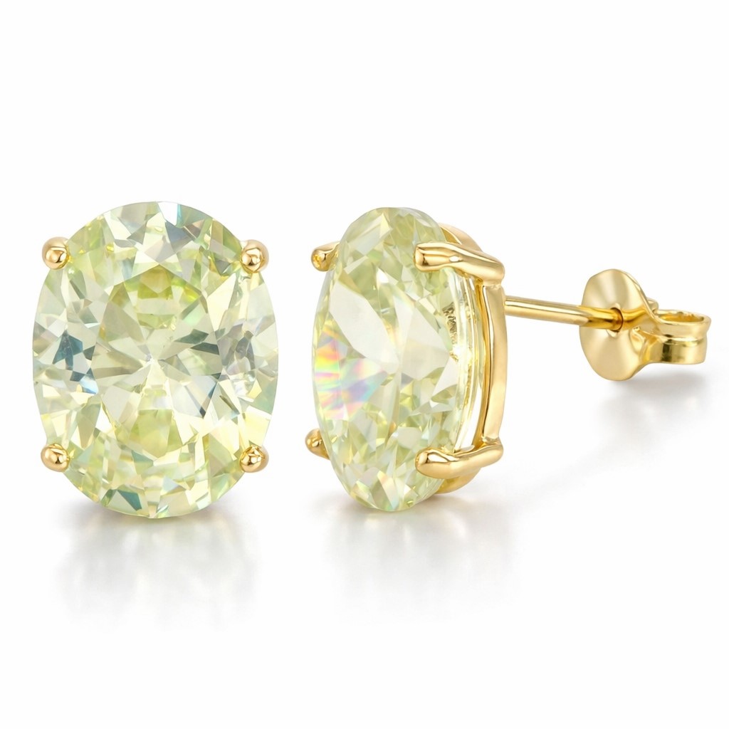 PENDIENTES OVAL 10x8MM COLOR CITRINO PRESION