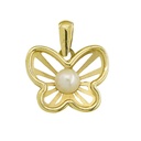 COLGANTE MARIPOSA CALADA 13MM CON PERLA DE 4MM.