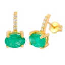 PENDIENTES ESMERALDA OVAL 6x4, 8 BRILLANTES 1MM H-SI 0.04 CT TW