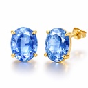 PENDIENTES OVAL 10x8MM COLOR  AGUAMARINA PRESION