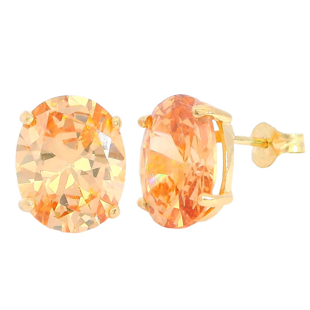 10x8MM CHAMPAGNE COLOR CZ EARRINGS.