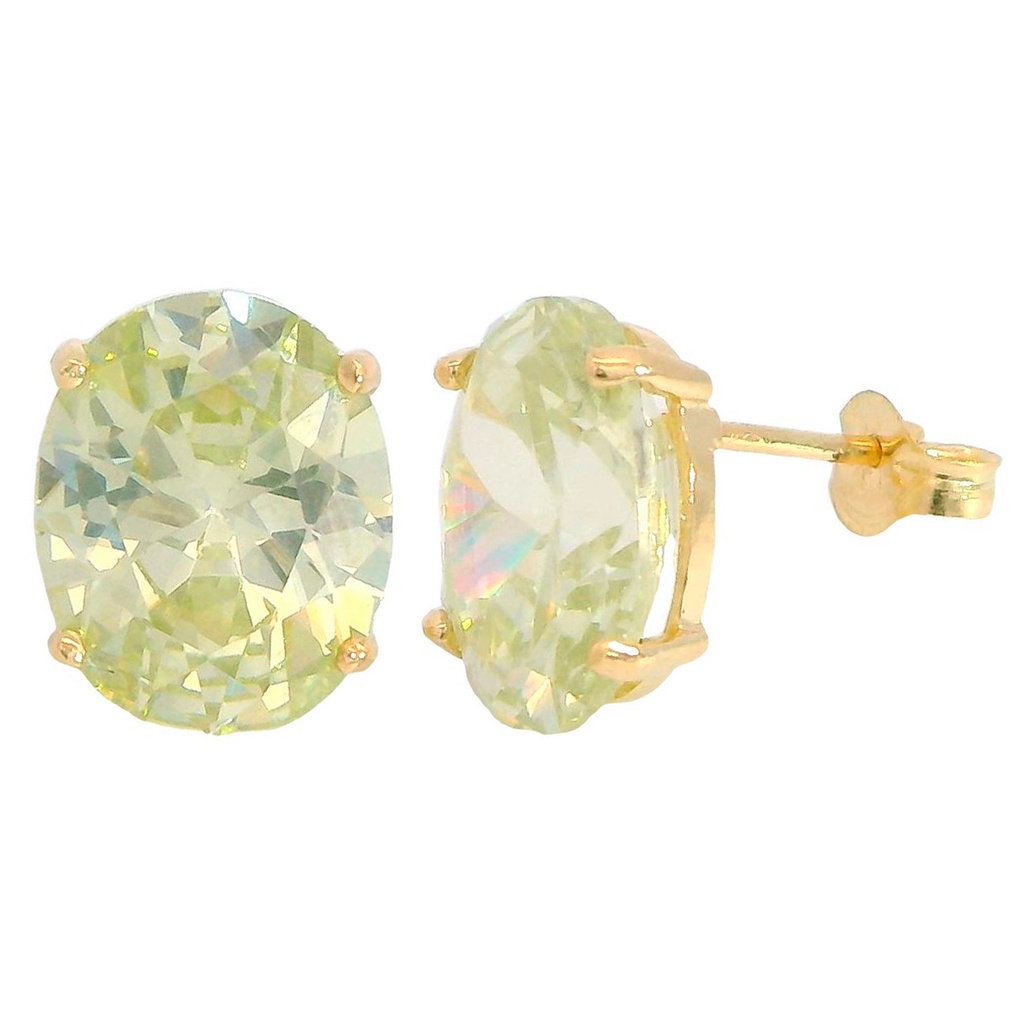 10x8MM CITRINE COLOR CZ EARRINGS.