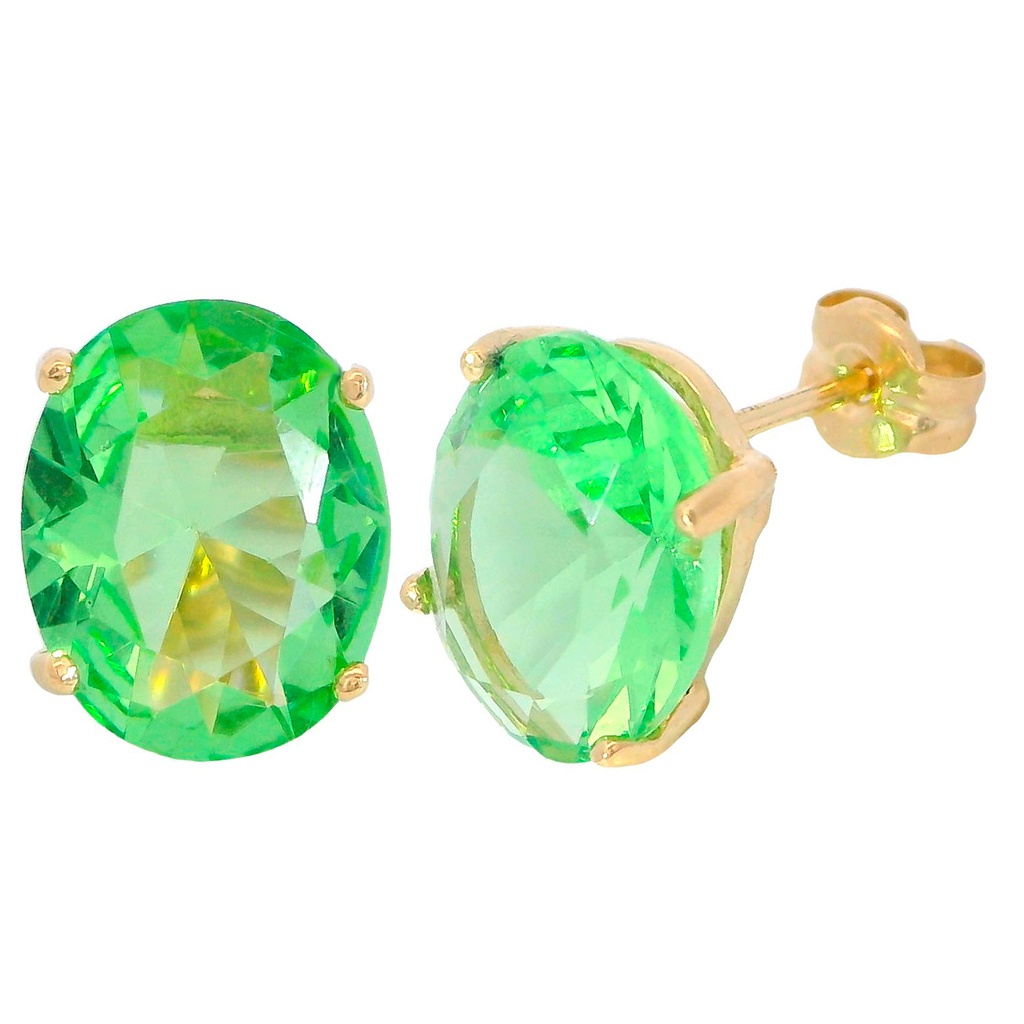 10x8MM PERIDOT COLOR CZ EARRINGS.