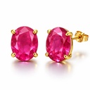 PENDIENTES OVAL 10x8MM COLOR  RUBI PRESION