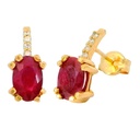 6x4MM OVAL RUBI AND 1MM DIAMONDS EARRINGS.H-SI 0.04 CT TW