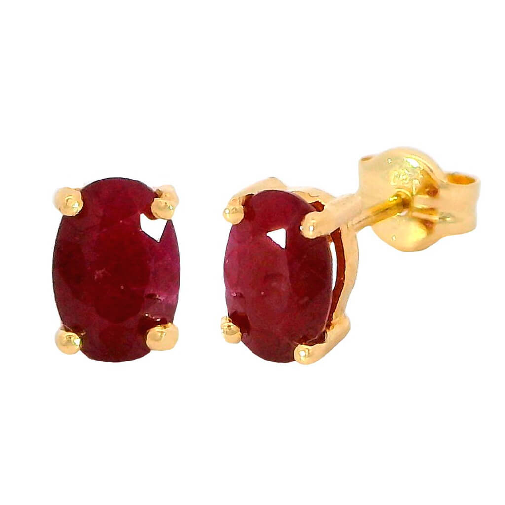 6x4MM OVAL RUBY EARRINGS 0.95 CT TW.