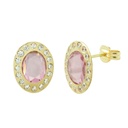 8x6MM PINK CZ OVAL EARRINGS.12x10MM.