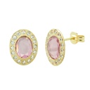 PENDIENTES OVAL 12x10MM CON PIEDRA COLOR ROSA.