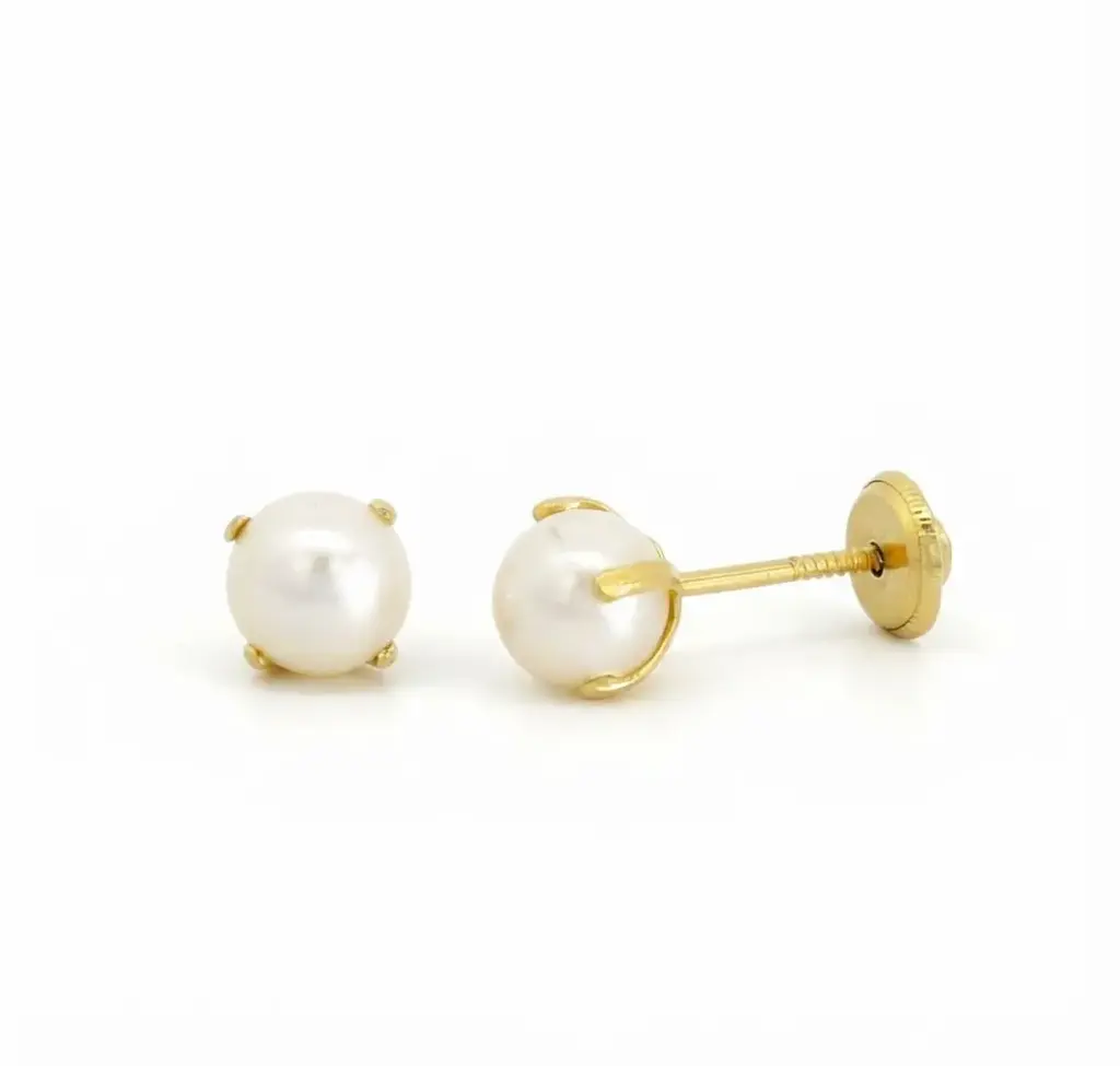 PENDIENTES PATILLA PERLA SHELL 3MM.ROSCA.