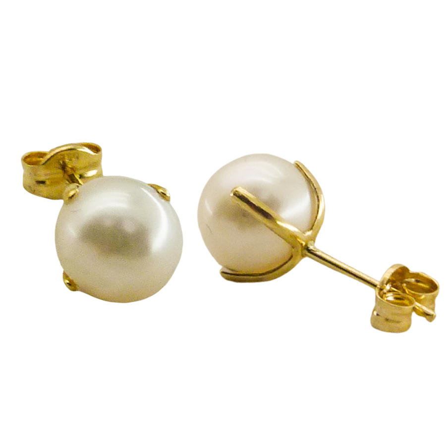 7/7'5MM FRESHWATER PEARL STUD EARRINGS.PIN POST AND BUTTERFLY CLASP.