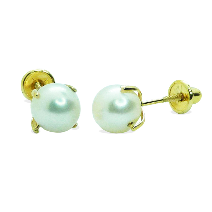 3MM SHELL PEARL STUD EARRINGS.SCREW BACK.