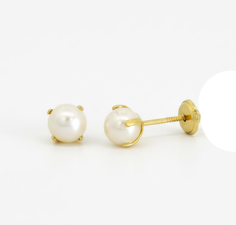 PENDIENTES PATILLA PERLA SHELL 3MM.ROSCA. Perla Cultivada