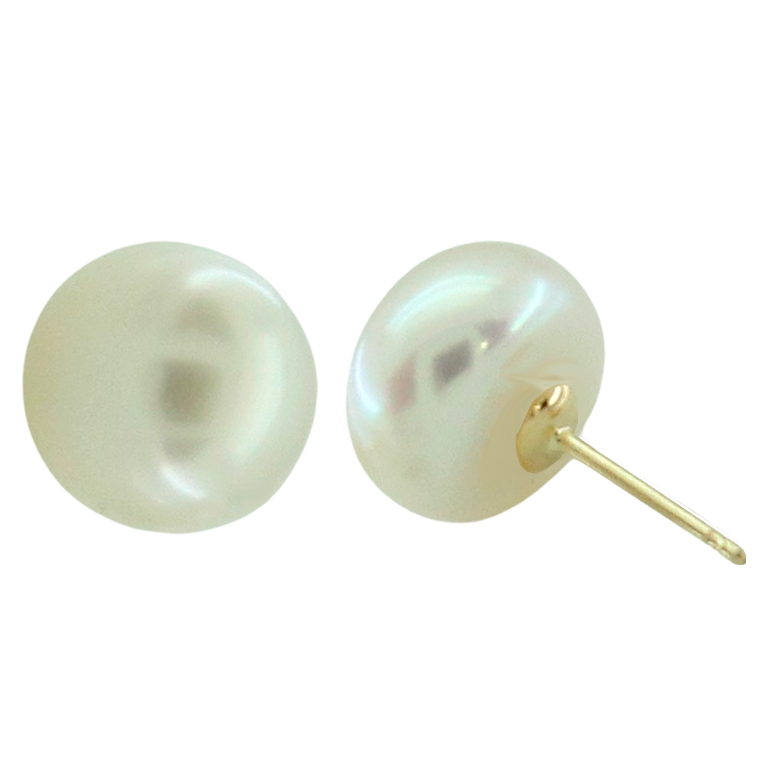 10/11 BUTTON PEARL STUD EARRINGS.