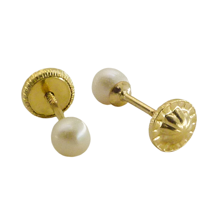 4/5MM ROUND PEARL EARRINGS.SCREW BACK.