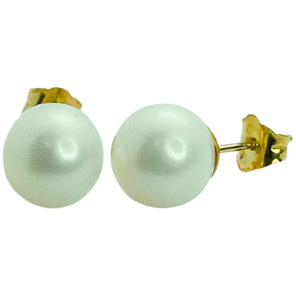 9/10MM ROUND FRESHWATER PEARL STUD EARRINGS.