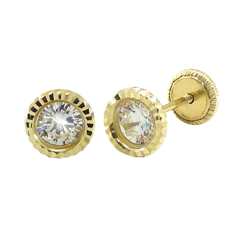 4MM CZ STUD EARRINGS.6MM.SCREW BACK.