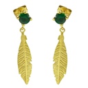 18MM FEATHER EARRINGS WITH GREEN CZ.