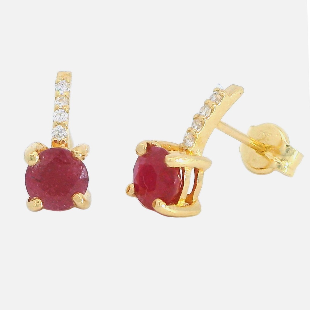 4MM ROUND RUBI AND 1MM DIAMOND EARRINGS.H-SI 0.04 CT TW