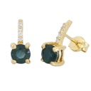 PENDIENTES ZAFIRO REDONDO 4MM, 8 BRILLANTES  1MM H-SI 0.04 CT