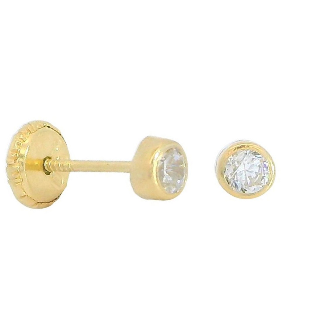 4MM ROUND CZ EARRINGS.SCREWBACK.