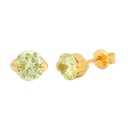 PENDIENTES PIEDRA COLOR CITRINO REDONDA 5MM PRESION