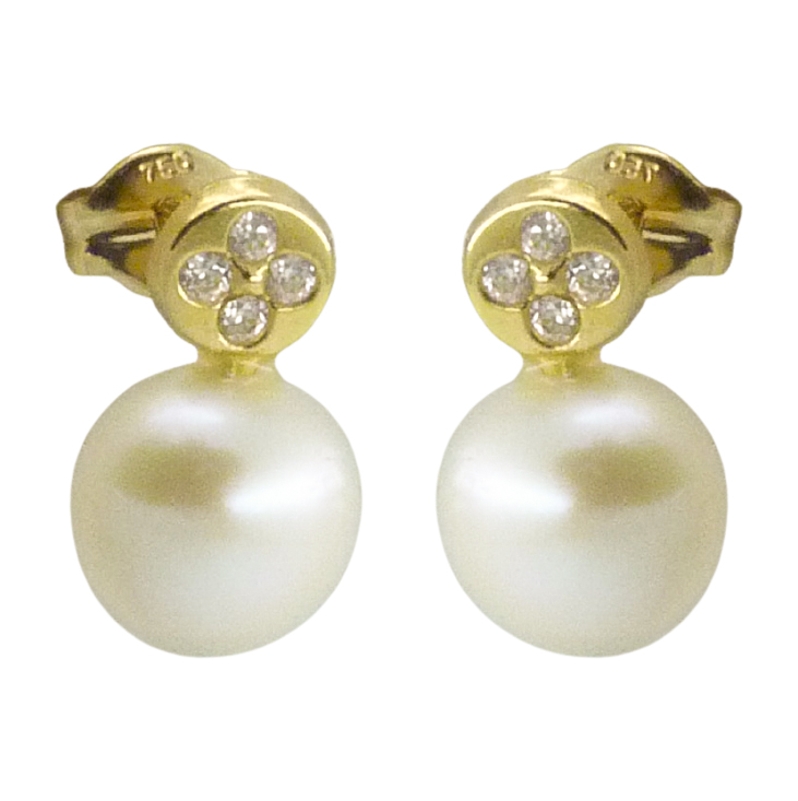7.5MM BUTTOM PEARL EARRINGS.