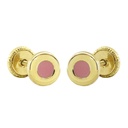 5MM PINK ENAMEL ROUND STUD EARRINGS.SCREW BACK.