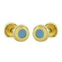 5MM BLUE ENAMEL ROUND STUD EARRINGS.SCREW BACK.