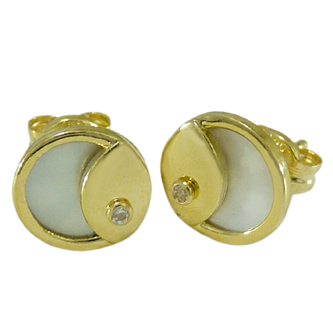 10MM MOTHER OF PEARL STUD EARRINGS.