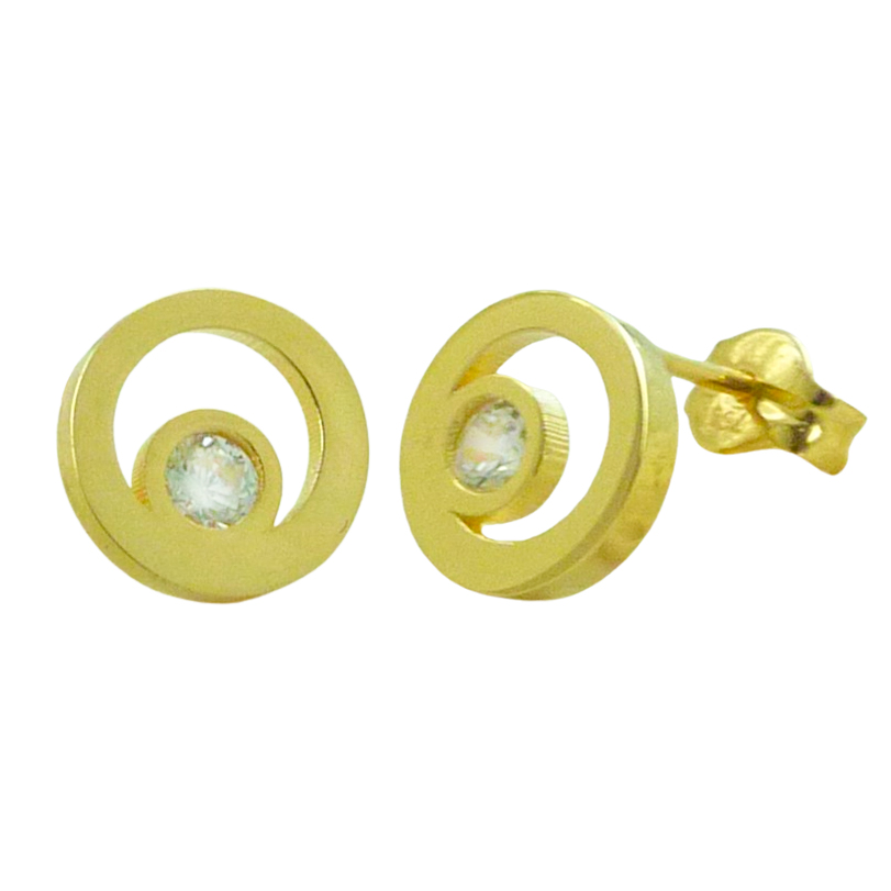 PENDIENTES REDONDOS CON CIRCONITAS.8MM.PRESION
