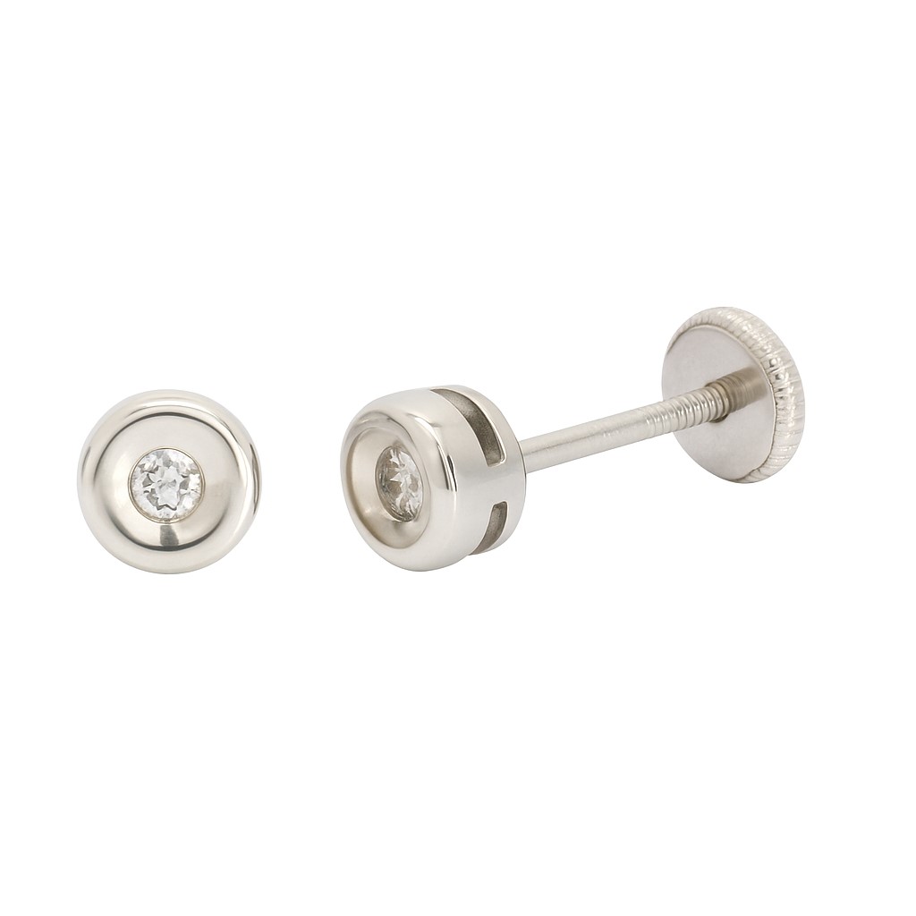 4'5 MM BEZEL DIAMOND STUD EARRINGS.H-SI.0.05 CT TW.WHITE GOLD