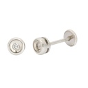 PENDIENTES CHATON ESTAMPACION ORO BLANCO 4.5MM.BRILLANTES H-SI 1 0.05 CT TW