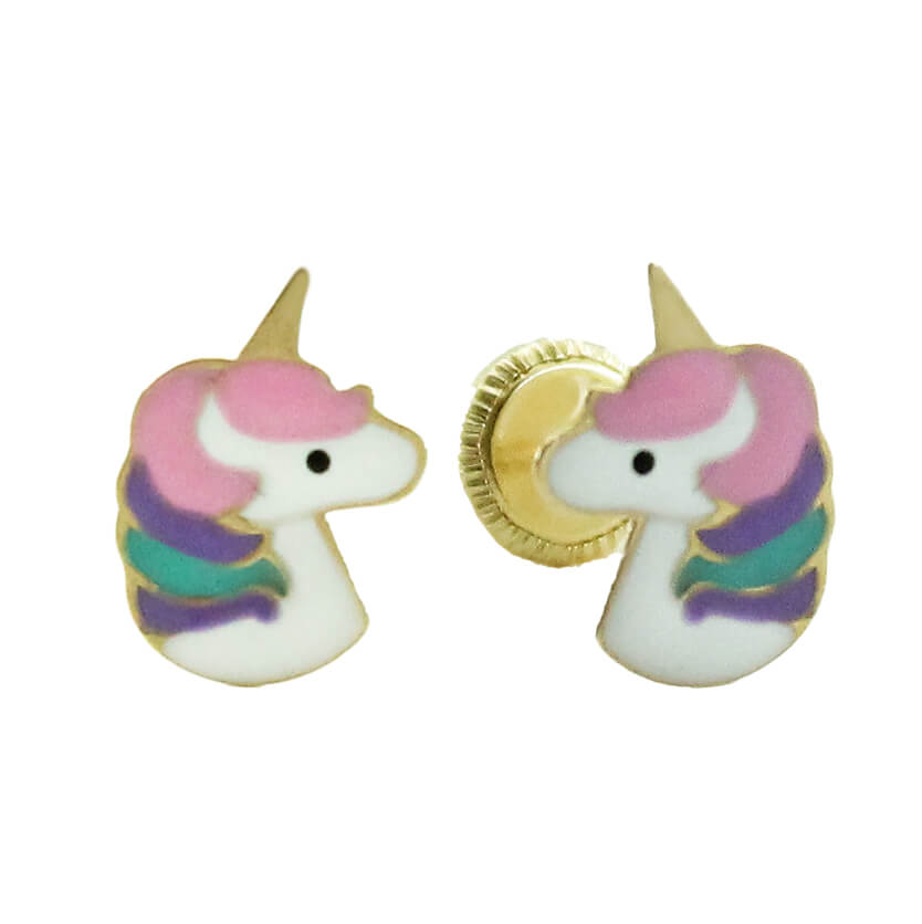 PENDIENTES UNICORNIO ESMALTE .8MM.TORNILLO