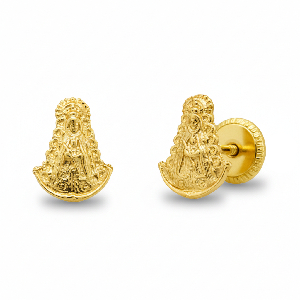 7MM VIRGIN OF ROCIO STUD EARRINGS.SCREW BACK.