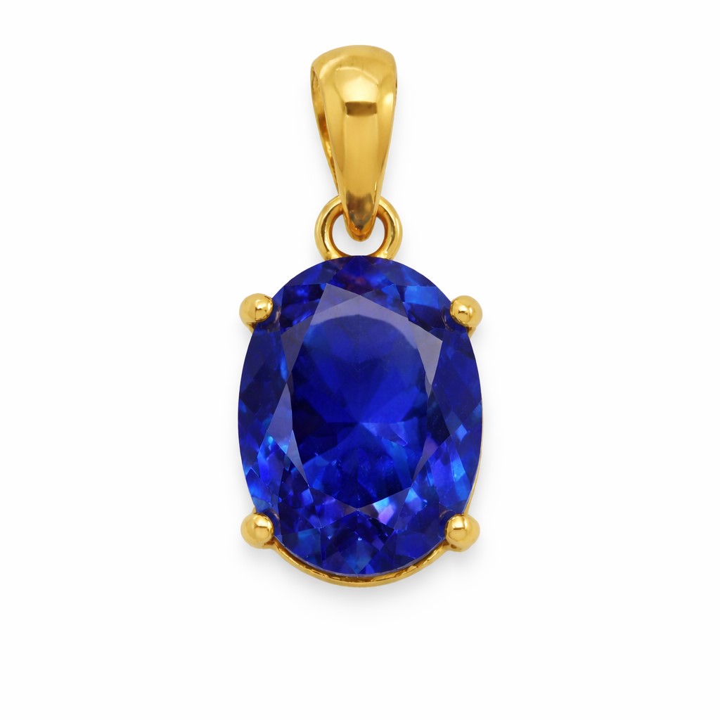 COLGANTE CIRCONITA OVAL 10x8MM COLOR ZAFIRO.