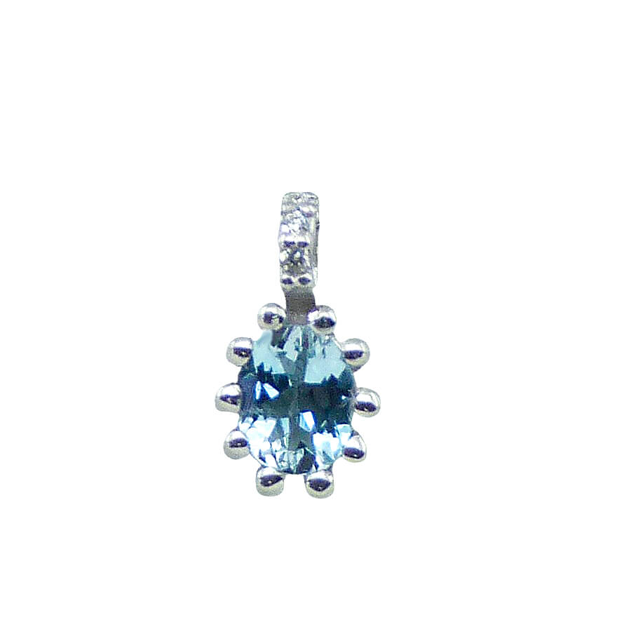 COLGANTE AGUAMARINA OVAL 5x4MM 3 BRILLANTES 1MM H-SI 0.015 CT