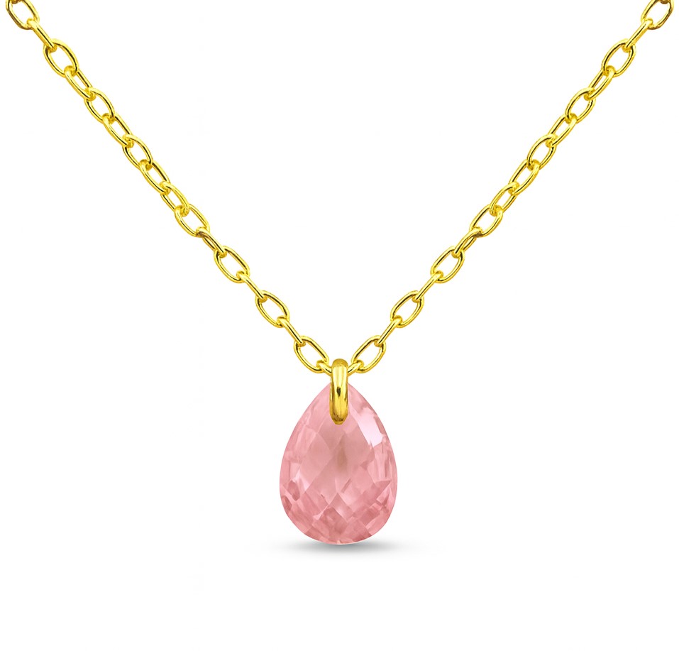 GARGANTILLA CIRCONITA PERA 7x5MM COLOR ROSA