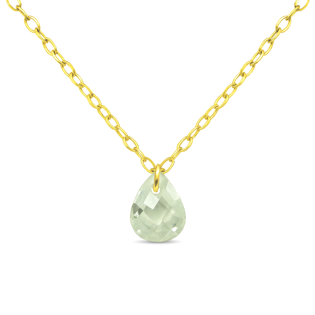 7x5MM PEAR CZ CHARM NECKLACE.45CM CHAIN.