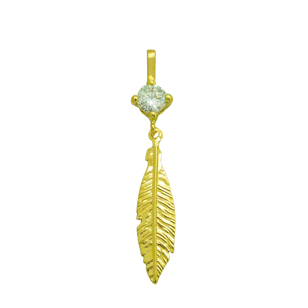 21MM FEATHER PENDANT WITH CZ.