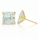 6x6MM SQUARE CZ STUD EARRINGS.PUSHBACK.